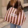 Sac cabas rayé marron et rose, Mon Petit Léon