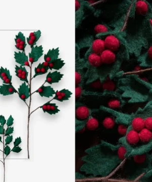 Branches de Houx en Feutrine