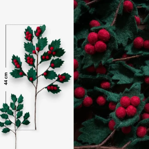 Branches de Houx en Feutrine