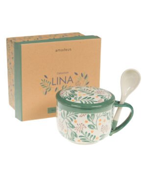 Bol à soupe en grès avec couvercle et cuillère, Cades