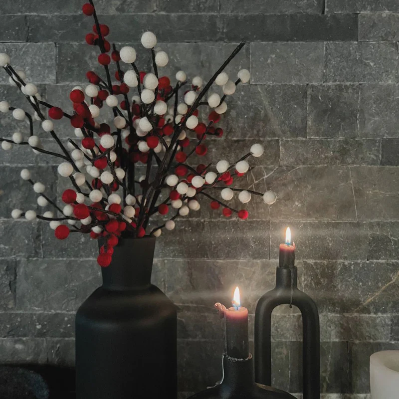 Branche de Baies Rouges en Feutrine