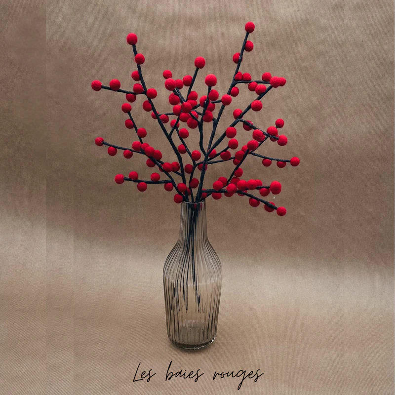 Branche de Baies Rouges en Feutrine
