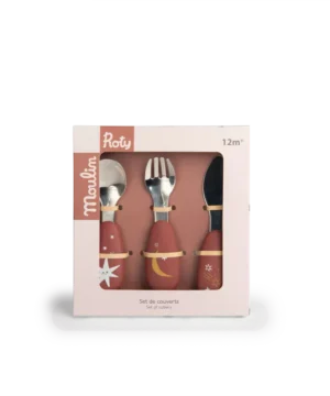 Set de 3 Couverts Bébé – Inox & Silicone – Collection Après la Pluie