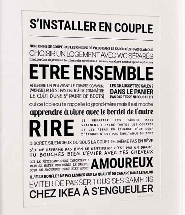 INSTALLER EN COUPLE - TOUT EST DIT