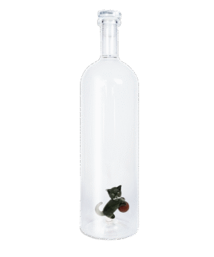 Bouteille en verre soufflé borosilicate "Chat"