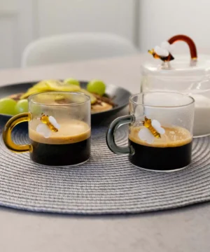 Alternative view of Lot de 2 tasses à café 130 ml en verre borosilicate