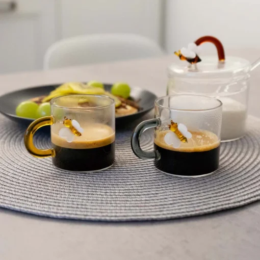 Lot de 2 tasses à café 130 ml en verre borosilicate – Image 2