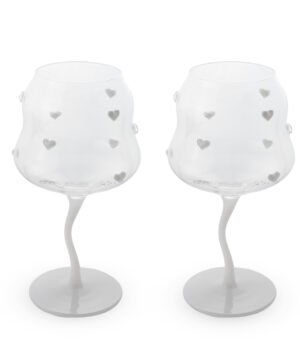 Set de 2 verres à Cocktail avec des coeurs blancs