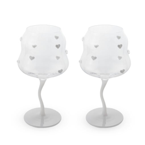 Set de 2 verres à Cocktail avec des coeurs blancs