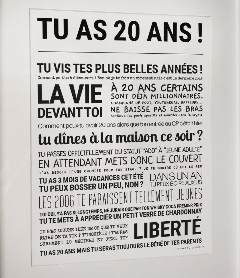 Carte 20 ans - TOUT EST DIT