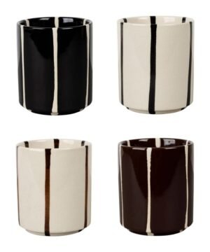 Gobelets Epura x4 écru et brun – Élégance et robustesse en grès