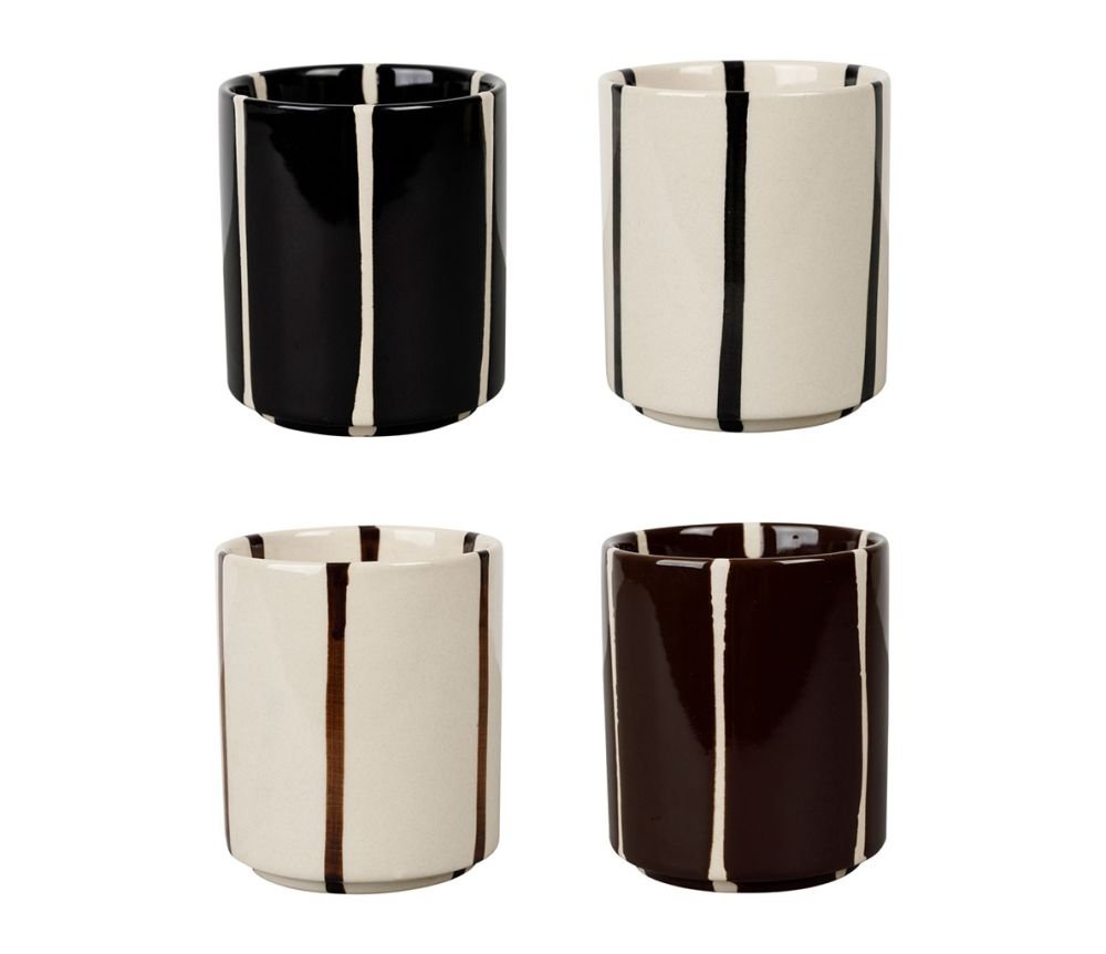 Gobelets Epura x4 écru et brun – Élégance et robustesse en grès