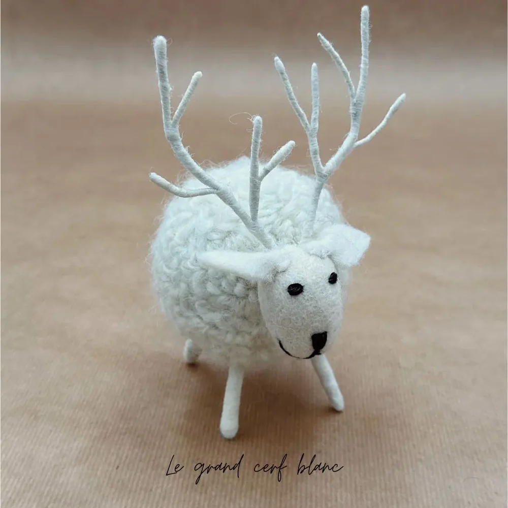 Cerfs Boule Blanc 12 cm, New Heidi