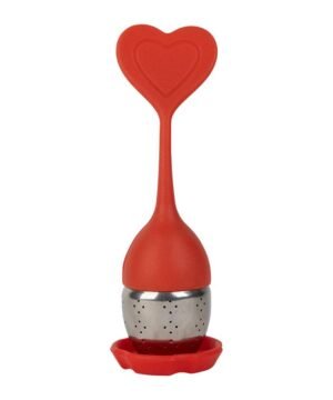 Infuseur à thé Cœur rouge – Pratique et coloré en inox et silicone