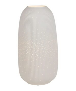 Lampe Ellipse blanche D17,5×H33 cm – Porcelaine