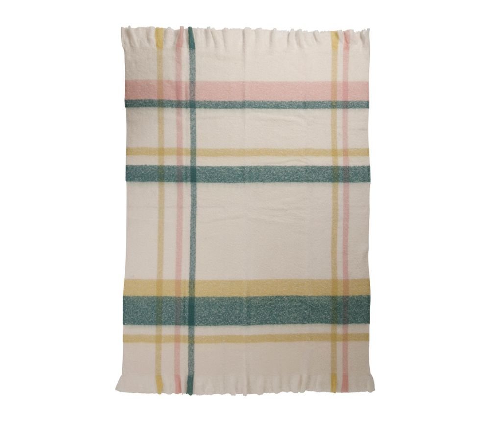 Plaid KLOSEN Vert, Rose & Jaune