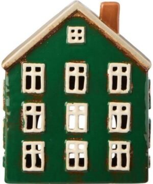 Photophore Maison “Nyhavn” Vert porte jaune latérale, IB Laursen