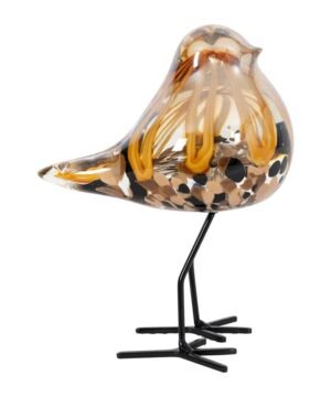 Alternative view of Décoration Moineau Serin Brun en verre et fer, Yliades