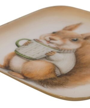 Plateau Carré Écureuil Orange & Blanc, Yliades