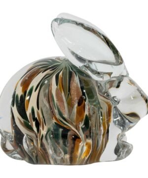 Alternative view of Presse-papier Lapin Garenne Ambre & Kaki en verre, Yliades