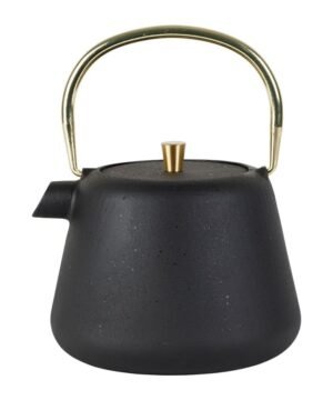 Théière anse dorée filtre Arty Noir Doré 1L – Yliades