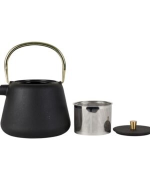 Théière anse dorée filtre Arty Noir Doré 1L – Yliades
