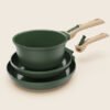Trio Casserole et Poêles Fougère avec Poignées Amovibles, Cookut