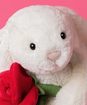 Alternative view of Cream Bunny with Rose, Jellycat