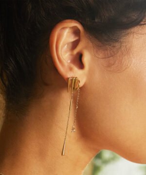 Alternative view of Boucles d'Oreilles Orlya en Acier Doré, Zag