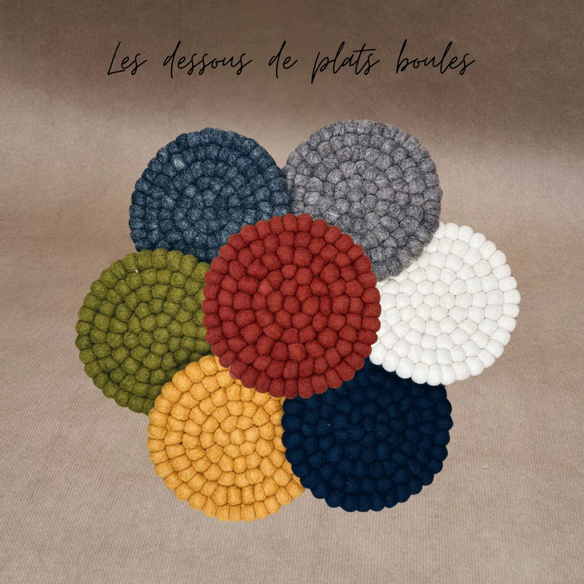 Dessous de plat boules en feutrine Vert – New Heidi – Image 2