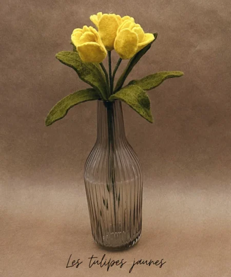 Tulipe jaune en feutrine artisanale – New Heidi