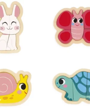 Alternative view of 4 Puzzles évolutifs en bois – Animaux du jardin, Janod