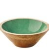 Bol décoratif brush Vert en bois de manguier 20 x 8 cm