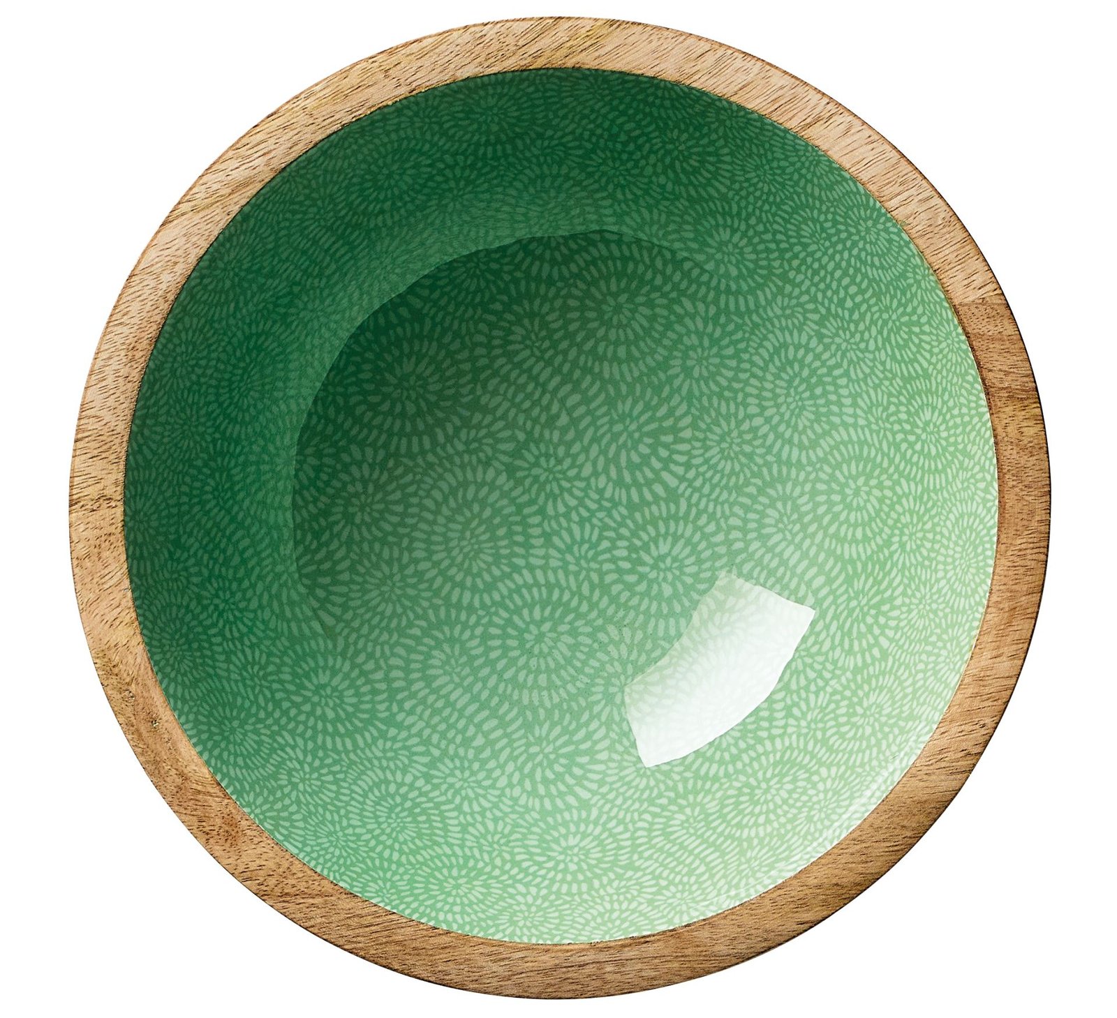 Bol décoratif brush Vert en bois de manguier 30 x 11,5cm