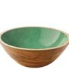 Bol décoratif brush Vert en bois de manguier 35 x 12 cm