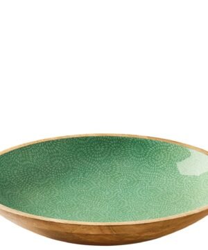 Alternative view of Coupe décorative brush Vert en bois de manguier 35 x 6 cm