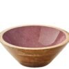 Bol décoratif brush Rose en bois de manguier 20 x 8 cm