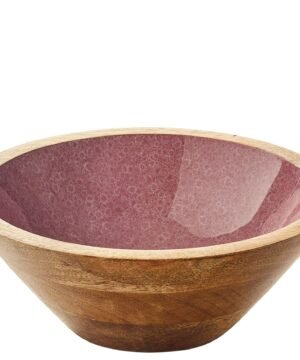 Bol décoratif brush Rose en bois de manguier 20 x 8 cm