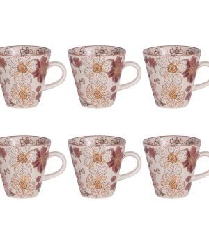 Lot de 6 tasses Kiyo 17 cl – Élégance florale pour vos instants café, BASTIDE