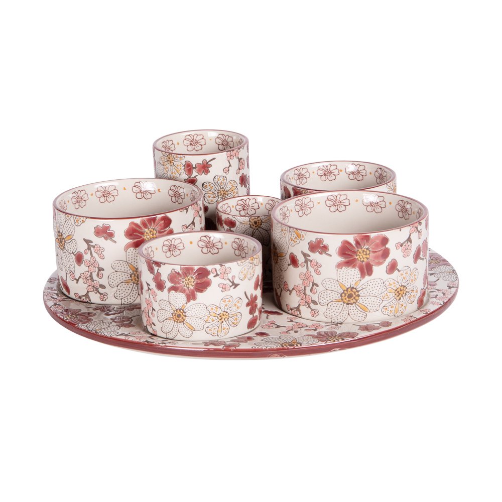 Plateau apéritif Kiyo – Élégance florale pour vos moments conviviaux, BASTIDE