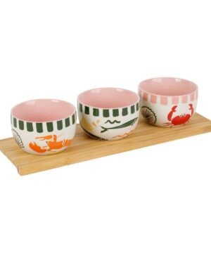 Alternative view of Set Coupelles + Plateau “À la Mer” – Grès et bambou, Yliades