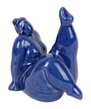 Alternative view of Décoration Lady Yoga indigo en grès – 15,5 x 10,5 x H15 cm, Yliades