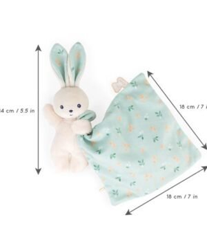 Alternative view of Doudou lapin avec carré vert d’eau avec imprimé citronné, Kaloo