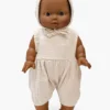 Léon poupon Gordis Vintage 34 cm et son ensemble Noa en gaze de coton mastic, Minikane