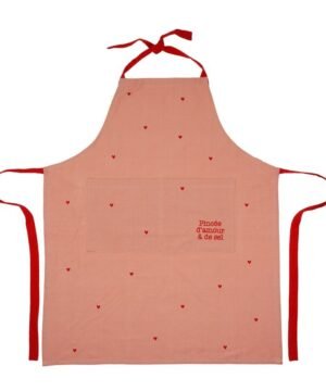 Tablier Douce Amour rose + rouge 73 x 90 cm – Coton, Yliades