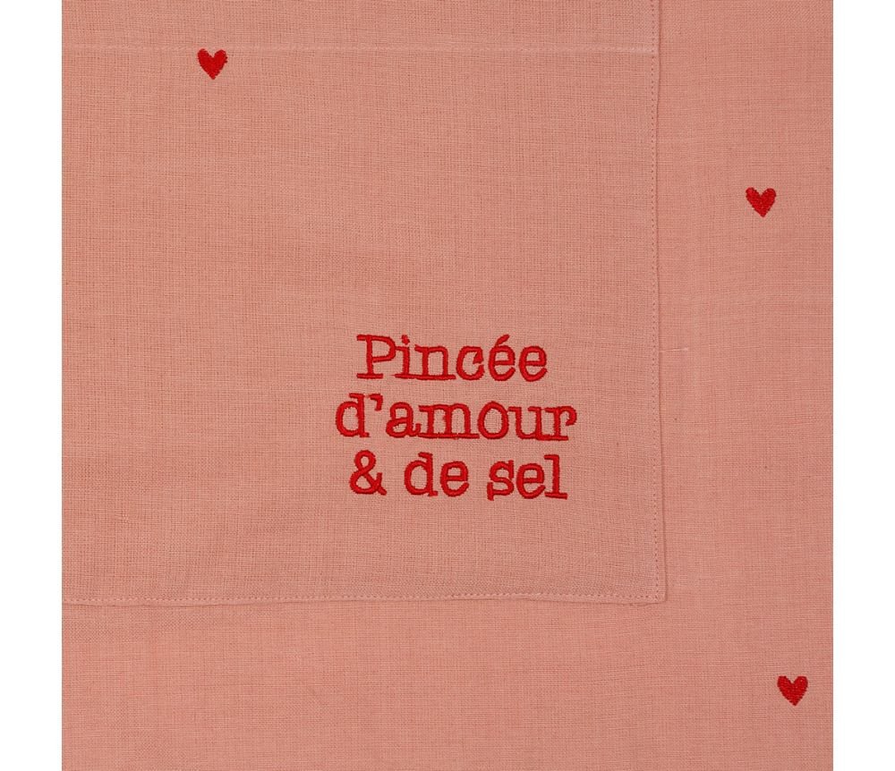 Tablier Douce Amour rose + rouge 73 x 90 cm – Coton, Yliades – Image 2