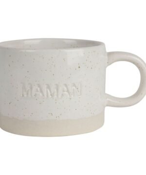 Tasse à thé Maman Famille 30 cl – Grès écru moucheté, Yliades