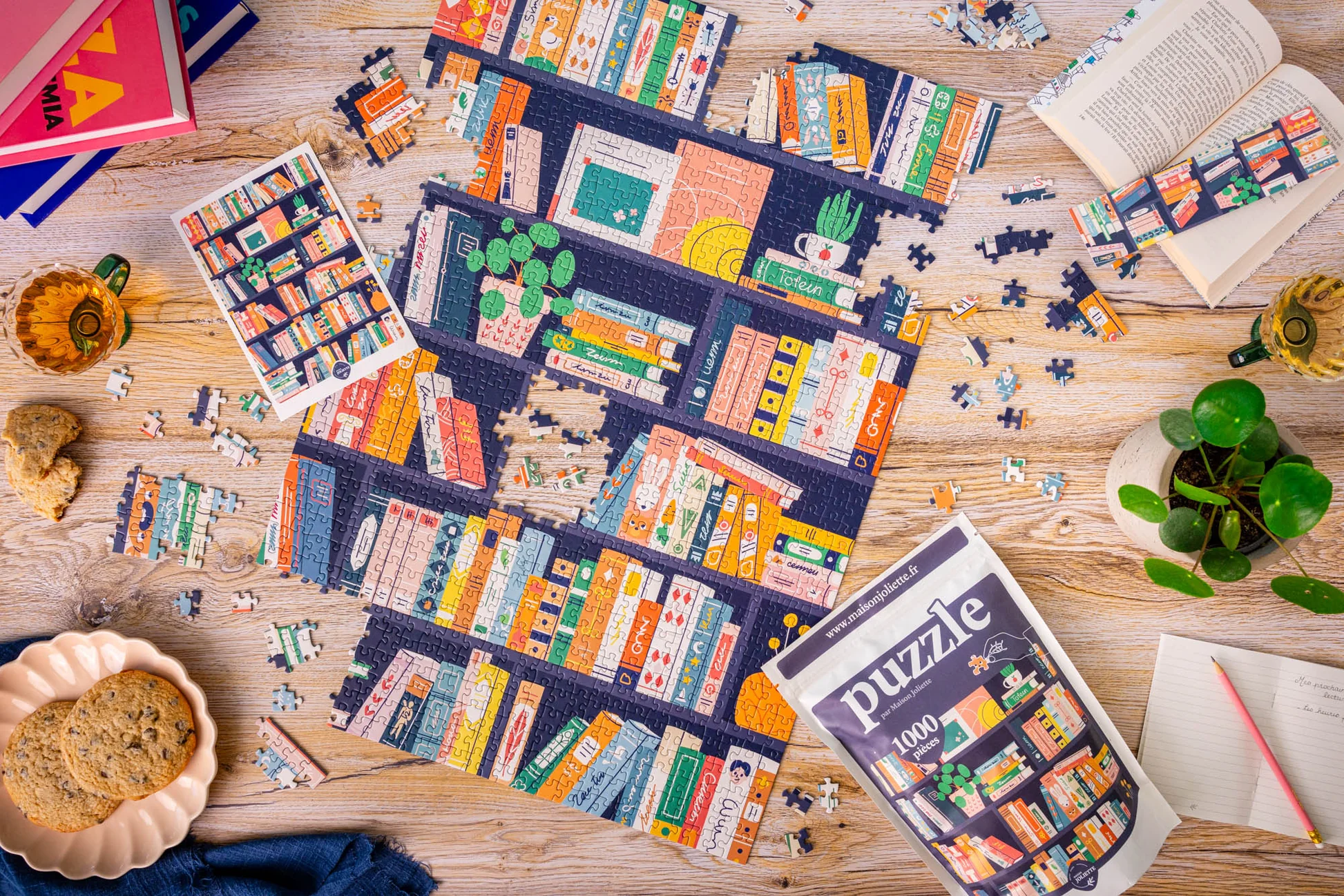 Puzzle 1000 pièces fabriqué en France Book lovers, Maison Joliette – Image 2