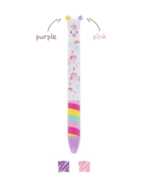 Le stylo bille 2 couleurs Clicketclack Unicorn permet d’écrire avec deux encres grâce à un système à clic simple. Pratique, compact et original, il est parfait pour une utilisation quotidienne à l’école ou au bureau.