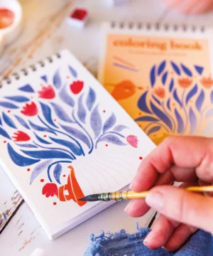 Alternative view of Carnet de coloriage & peinture Floral A6, Maison Joliette